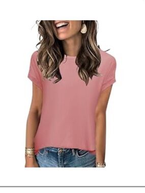 Women’s Short Sleeve Crewneck Top - Pink